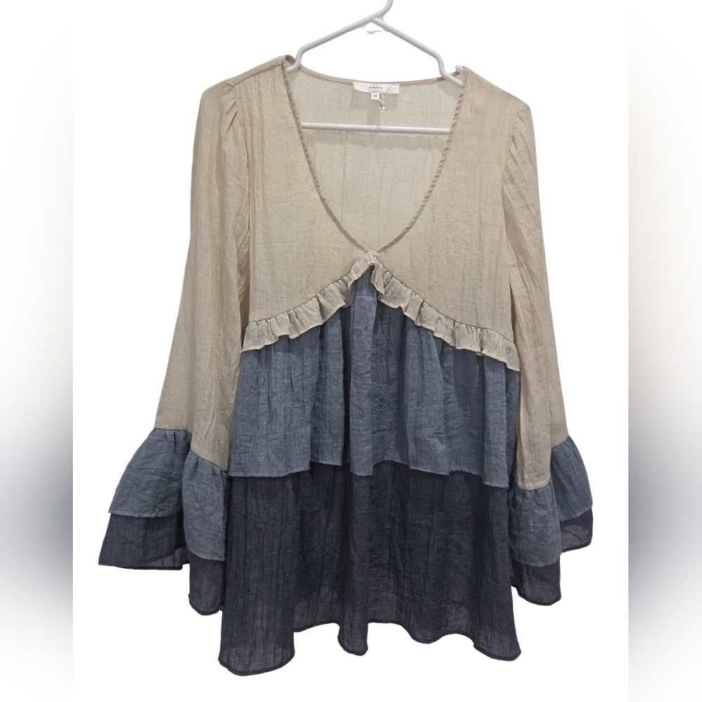 Entro Tiered Color Block Babydoll Tunic, Medium, NWOT